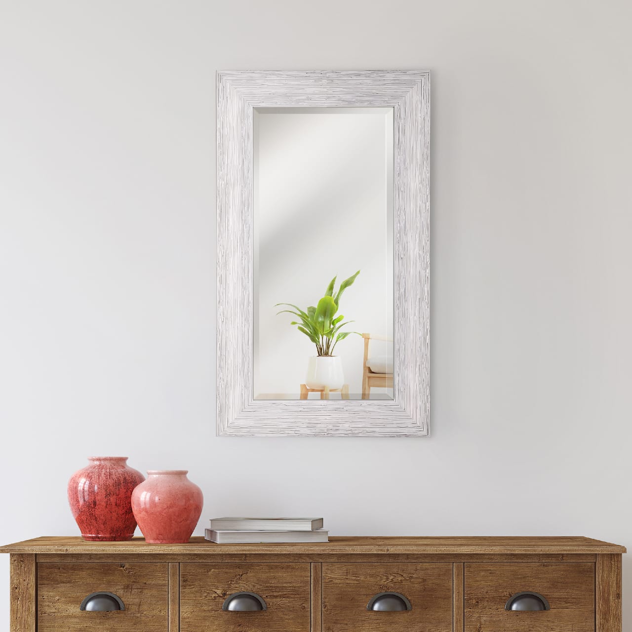 Head West 29" Chrome Textured Frame Accent Wall Mirror